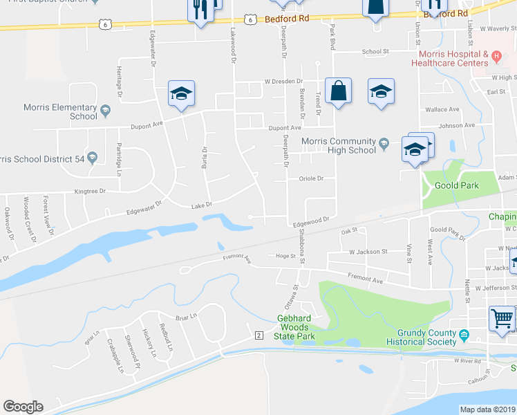 map of restaurants, bars, coffee shops, grocery stores, and more near 700 Lakewood Drive in Morris