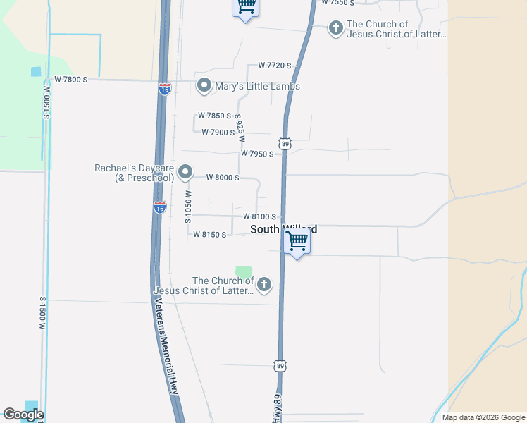 map of restaurants, bars, coffee shops, grocery stores, and more near 860 West 8100 South in Willard