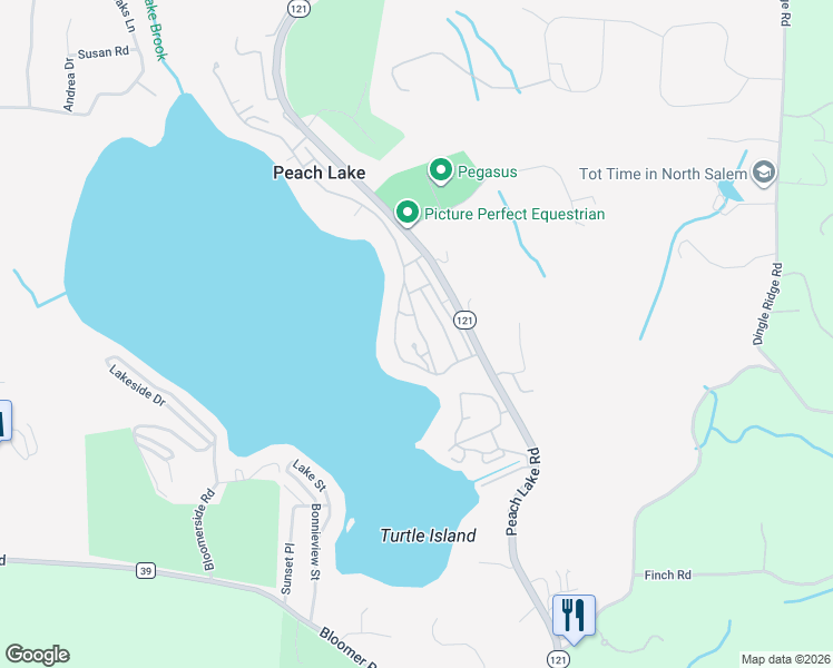 map of restaurants, bars, coffee shops, grocery stores, and more near 8 Locust Drive in Salem Center