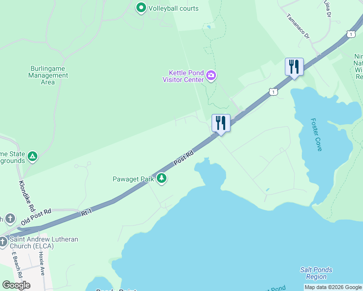 map of restaurants, bars, coffee shops, grocery stores, and more near 5449 Post Road in Charlestown