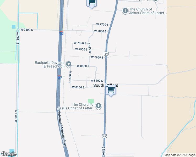 map of restaurants, bars, coffee shops, grocery stores, and more near 860 West 8100 South in Willard