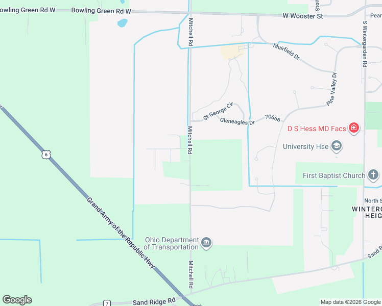 map of restaurants, bars, coffee shops, grocery stores, and more near 14193-14489 Township Highway 81 in Bowling Green