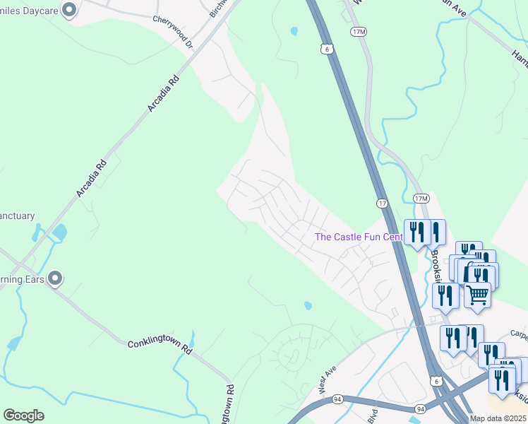 map of restaurants, bars, coffee shops, grocery stores, and more near 3616 Whispering Hills Drive in Chester