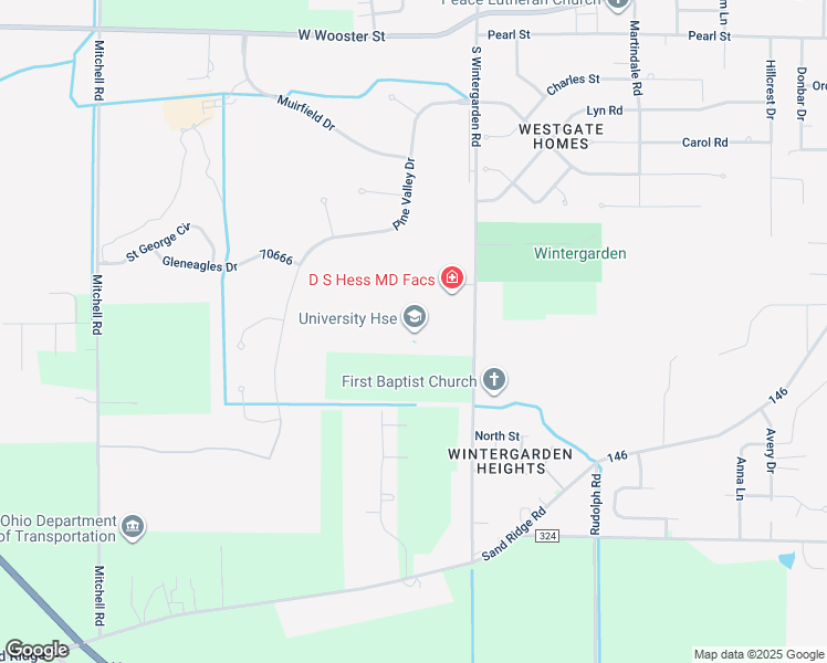 map of restaurants, bars, coffee shops, grocery stores, and more near 700 South Wintergarden Road in Bowling Green