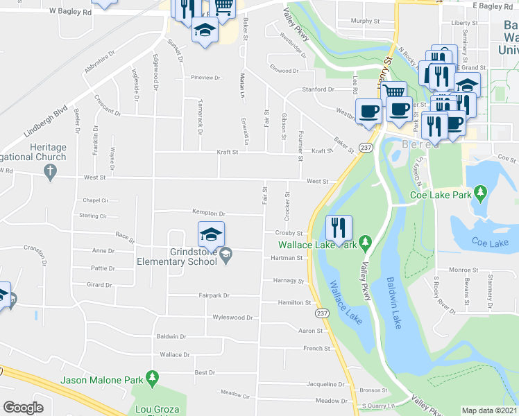 map of restaurants, bars, coffee shops, grocery stores, and more near 346 Fair Street in Berea