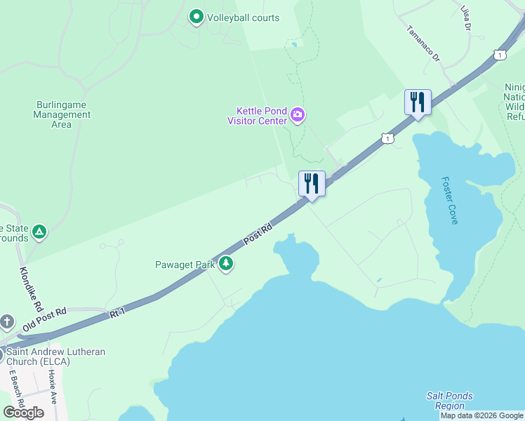 map of restaurants, bars, coffee shops, grocery stores, and more near 5449 Post Road in Charlestown