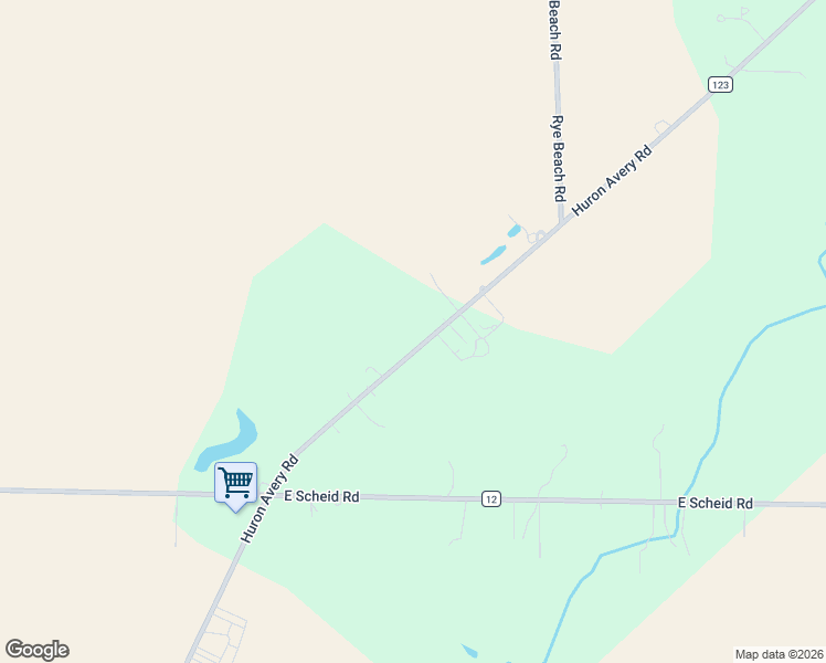 map of restaurants, bars, coffee shops, grocery stores, and more near 3103 Huron Avery Road in Huron