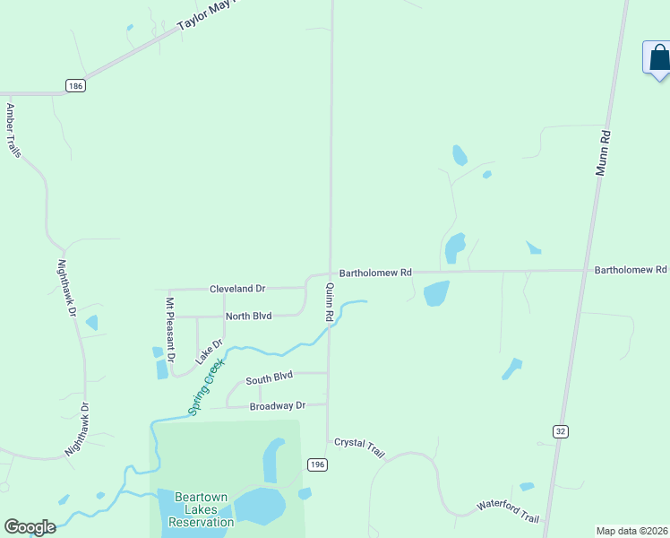 map of restaurants, bars, coffee shops, grocery stores, and more near 18585 Quinn Road in Chagrin Falls