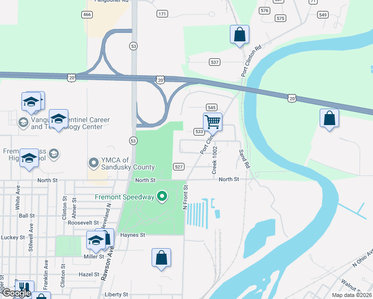 map of restaurants, bars, coffee shops, grocery stores, and more near 630 Cedar Street in Fremont