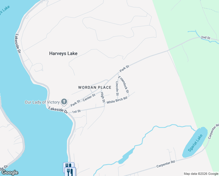 map of restaurants, bars, coffee shops, grocery stores, and more near L-1 Hemlock Gardens in Harveys Lake