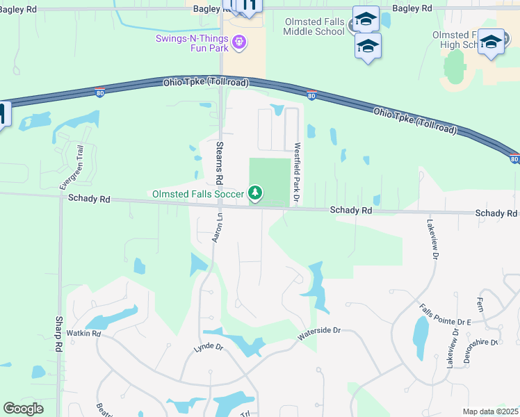 map of restaurants, bars, coffee shops, grocery stores, and more near 27075 Schady Road in Cuyahoga County
