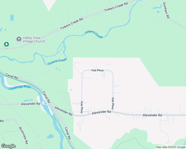 map of restaurants, bars, coffee shops, grocery stores, and more near 7685 Hub Parkway in Valley View