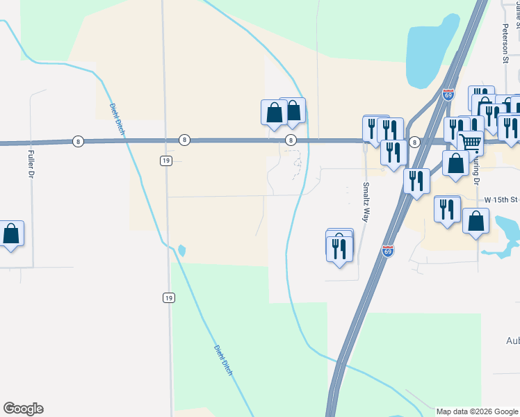 map of restaurants, bars, coffee shops, grocery stores, and more near in Auburn
