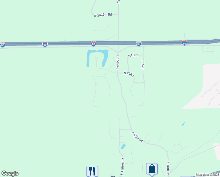 map of restaurants, bars, coffee shops, grocery stores, and more near 2965 East 1489th Road in Ottawa