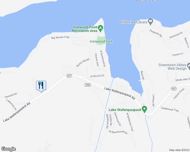 map of restaurants, bars, coffee shops, grocery stores, and more near West Alwada Road in Greentown