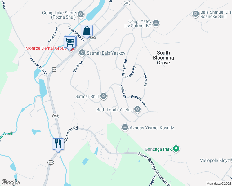 map of restaurants, bars, coffee shops, grocery stores, and more near 8 Dallas Drive in Monroe
