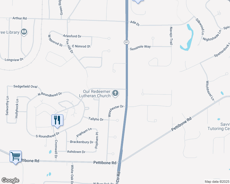 map of restaurants, bars, coffee shops, grocery stores, and more near 33350 Cromwell Drive in Solon