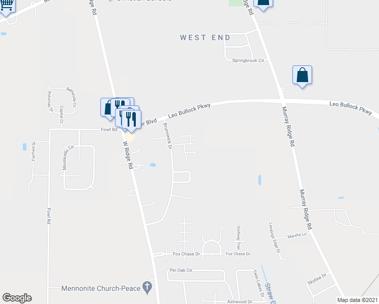 map of restaurants, bars, coffee shops, grocery stores, and more near 112 Warwick Drive in Elyria