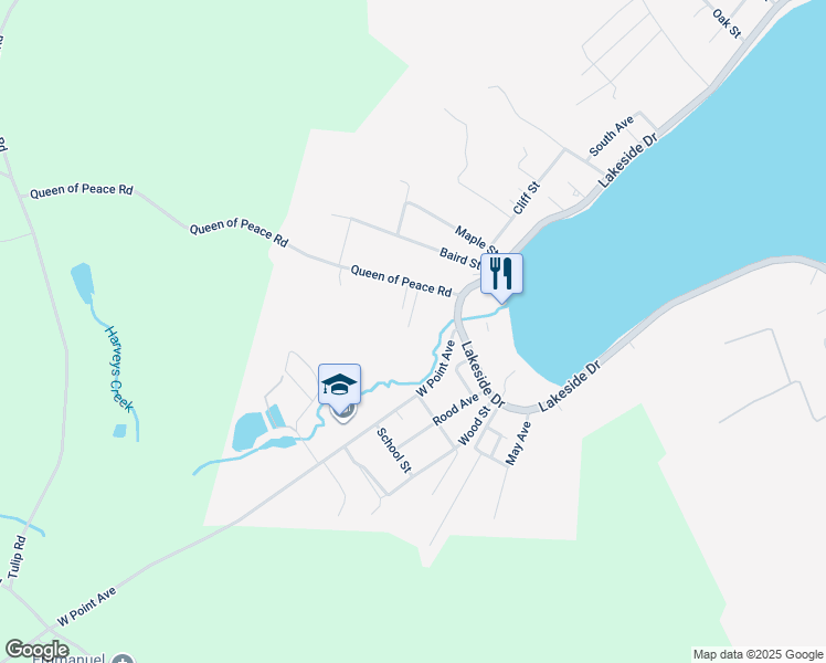 map of restaurants, bars, coffee shops, grocery stores, and more near Samson Road in Harveys Lake