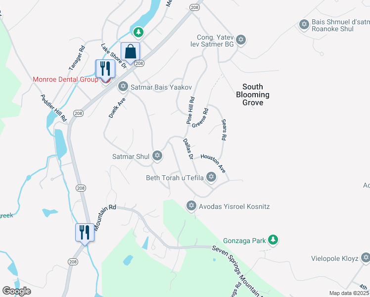 map of restaurants, bars, coffee shops, grocery stores, and more near 18 Dallas Drive in Monroe