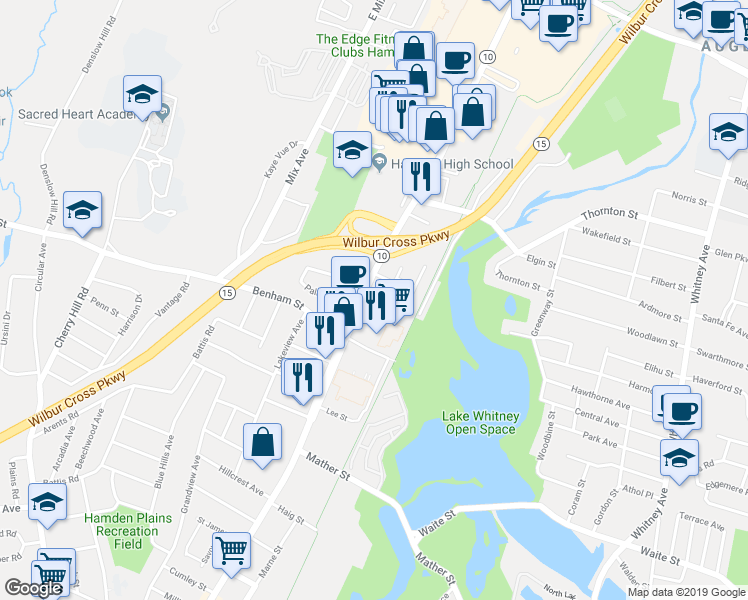 map of restaurants, bars, coffee shops, grocery stores, and more near 1915 Dixwell Avenue in Hamden
