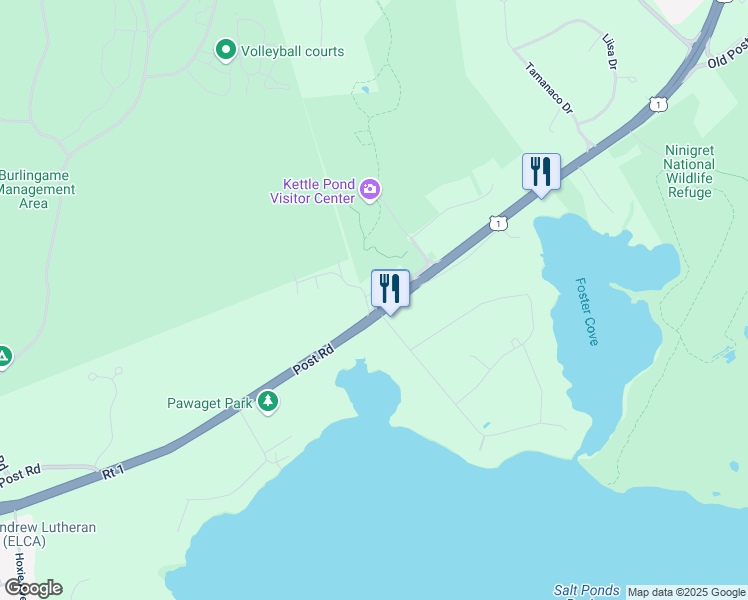 map of restaurants, bars, coffee shops, grocery stores, and more near 5407 Post Road in Charlestown