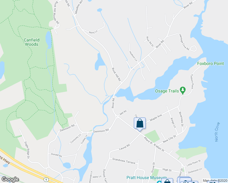 map of restaurants, bars, coffee shops, grocery stores, and more near 20 River Road in Essex