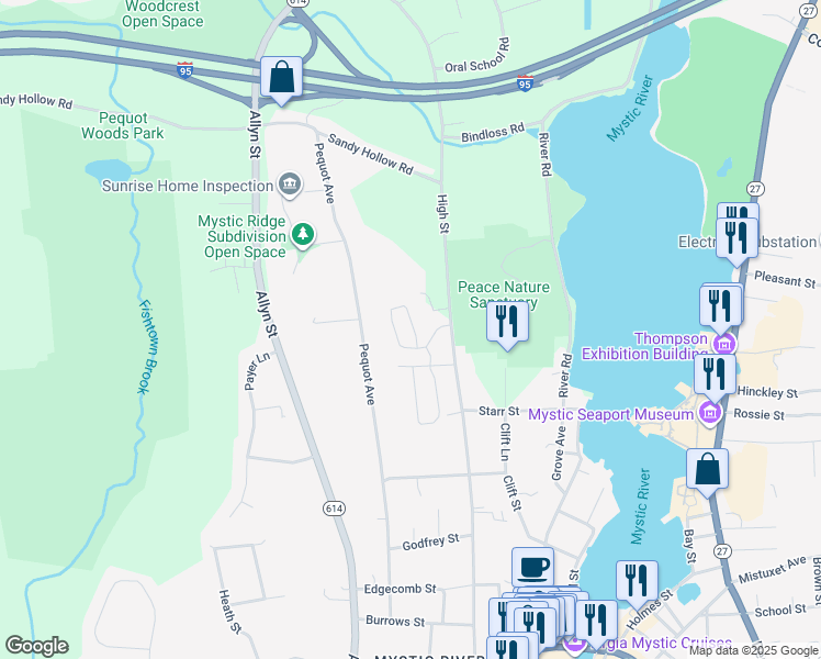 map of restaurants, bars, coffee shops, grocery stores, and more near 475 High Street in Groton