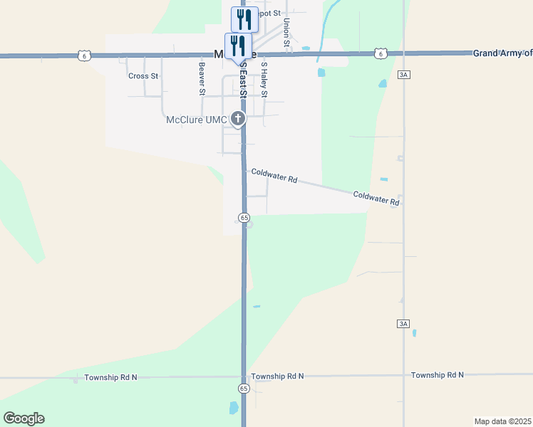 map of restaurants, bars, coffee shops, grocery stores, and more near 754 South Haley in McClure