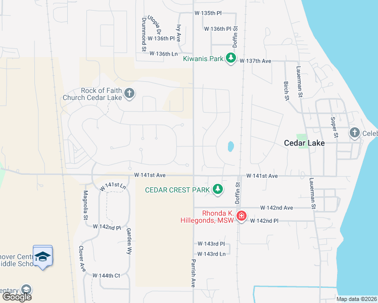 map of restaurants, bars, coffee shops, grocery stores, and more near Dixon Court in Cedar Lake