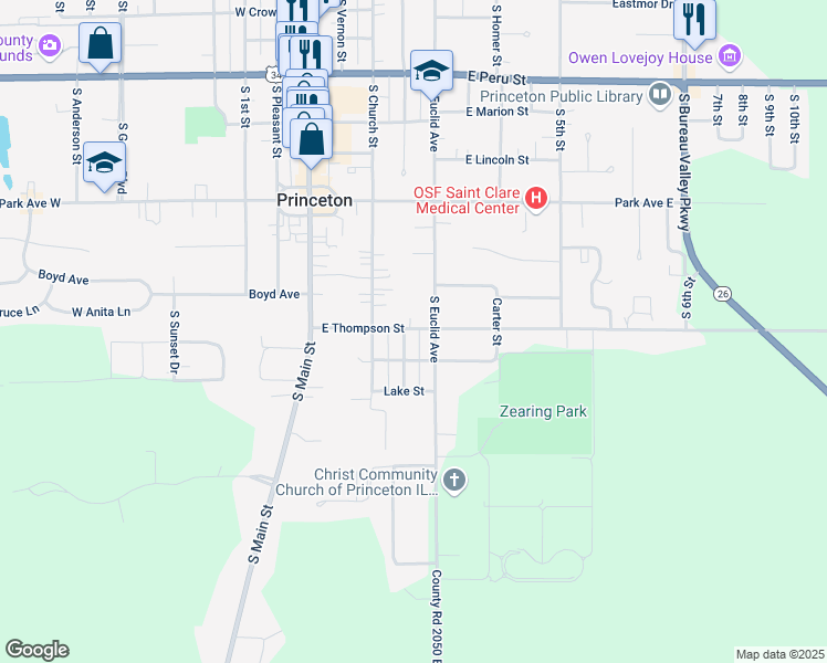 map of restaurants, bars, coffee shops, grocery stores, and more near 308 East Thompson Street in Princeton