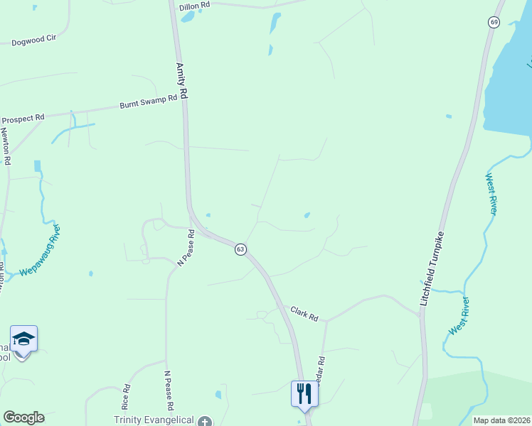 map of restaurants, bars, coffee shops, grocery stores, and more near 9 Perkins Road in Woodbridge