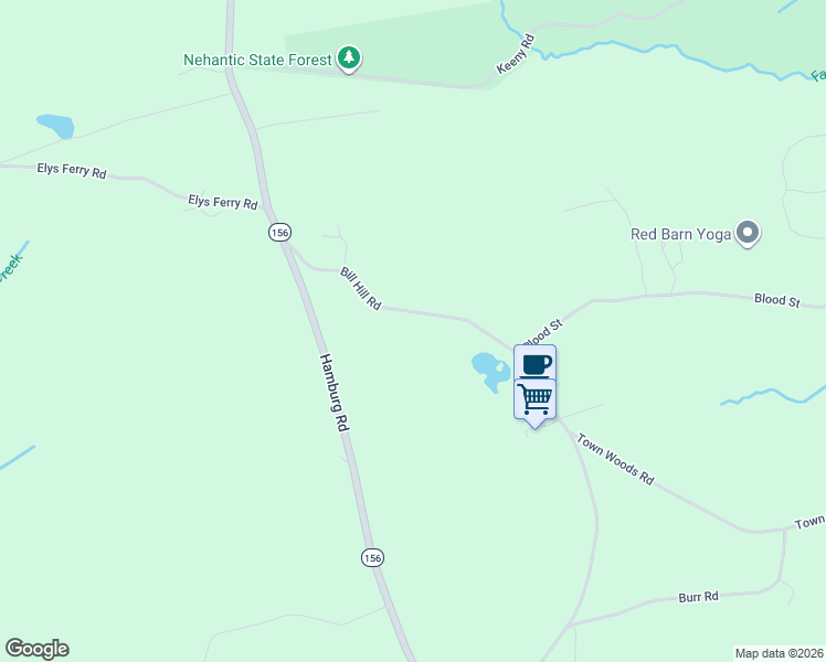 map of restaurants, bars, coffee shops, grocery stores, and more near 118 Bill Hill Road in Lyme
