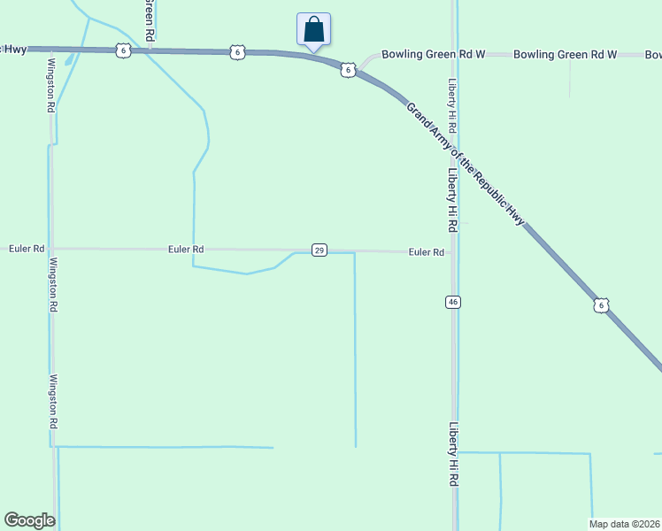 map of restaurants, bars, coffee shops, grocery stores, and more near 16313 Euler Road in Bowling Green