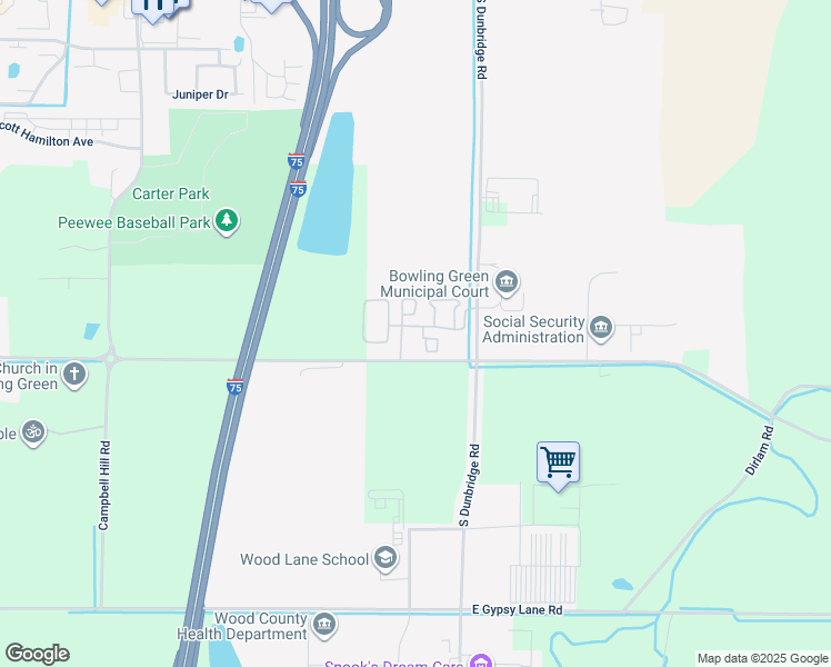 map of restaurants, bars, coffee shops, grocery stores, and more near 2055 East Napoleon Road in Bowling Green