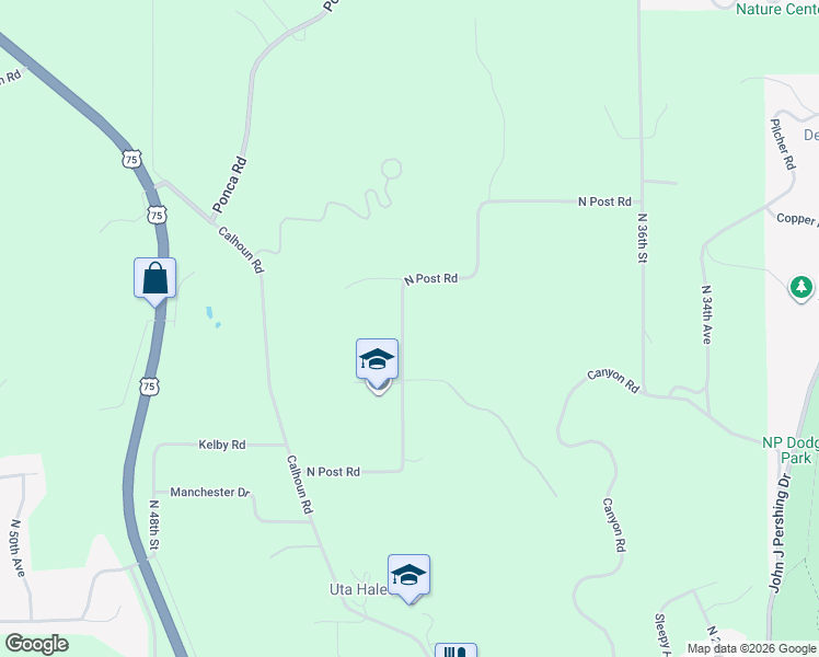 map of restaurants, bars, coffee shops, grocery stores, and more near 11510 North Post Road in Omaha