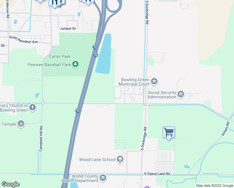 map of restaurants, bars, coffee shops, grocery stores, and more near 11022-11148 East Napoleon Road in Bowling Green