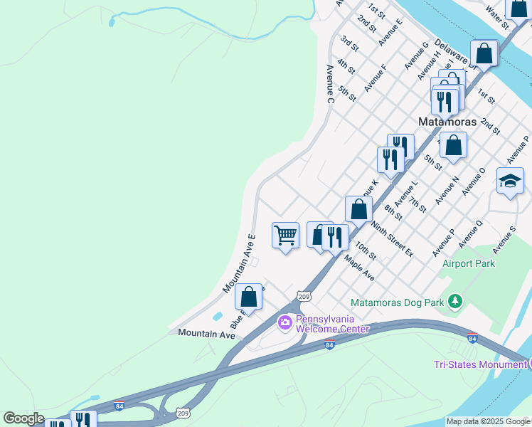 map of restaurants, bars, coffee shops, grocery stores, and more near 3 Stark Drive in Matamoras