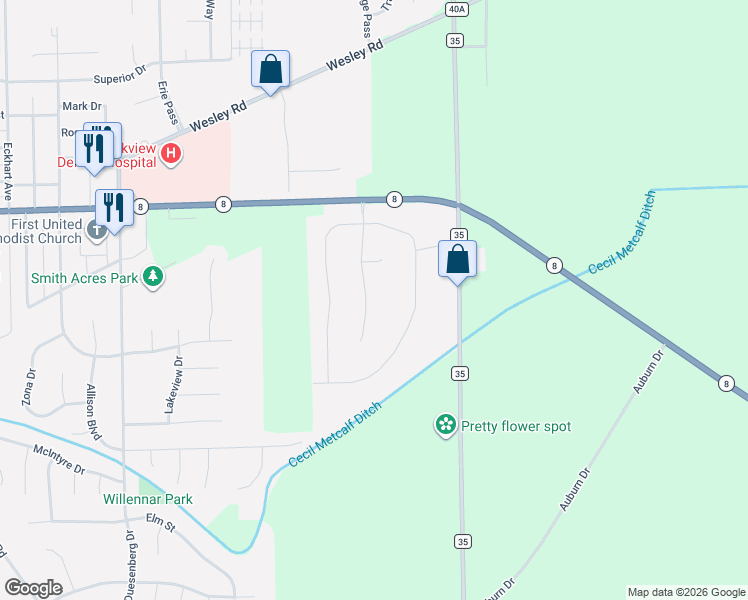 map of restaurants, bars, coffee shops, grocery stores, and more near 403 Hunters Ridge in Auburn