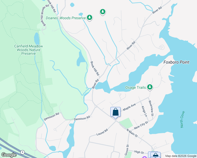 map of restaurants, bars, coffee shops, grocery stores, and more near 20 River Road in Essex