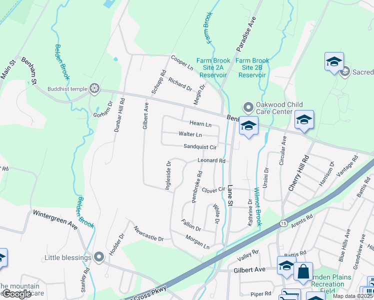 map of restaurants, bars, coffee shops, grocery stores, and more near 72 Walter Lane in Hamden