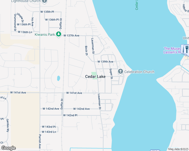 map of restaurants, bars, coffee shops, grocery stores, and more near in Cedar Lake