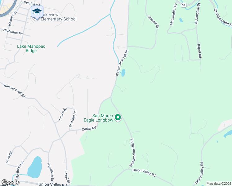 map of restaurants, bars, coffee shops, grocery stores, and more near 134 Watermelon Hill Road in Mahopac