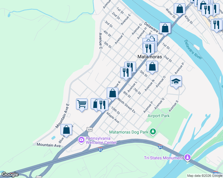 map of restaurants, bars, coffee shops, grocery stores, and more near 804 Avenue I in Matamoras