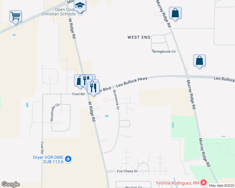 map of restaurants, bars, coffee shops, grocery stores, and more near 247 Brunswick Drive in Elyria
