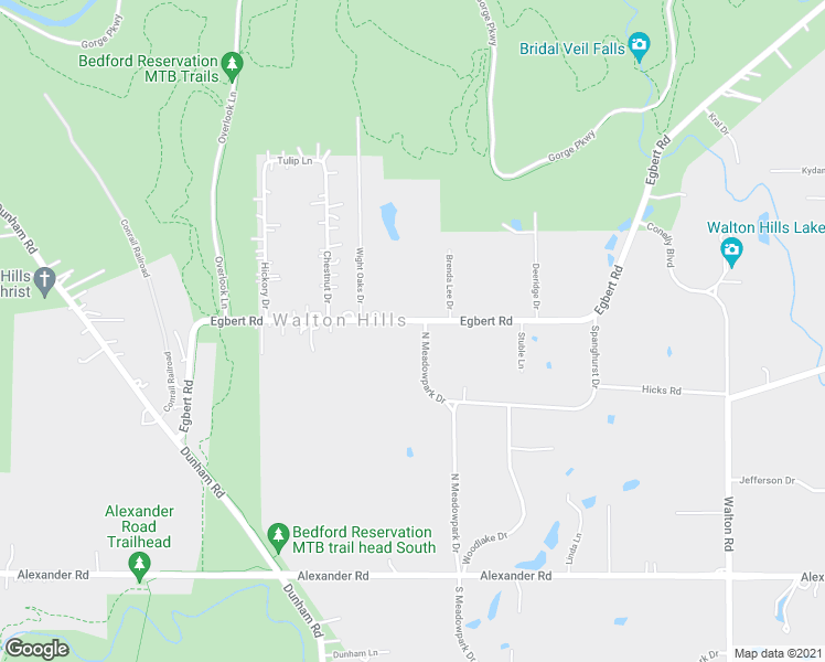 map of restaurants, bars, coffee shops, grocery stores, and more near 16750 Egbert Road in Walton Hills