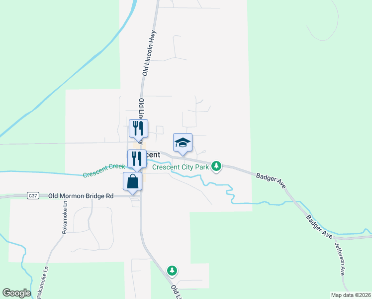 map of restaurants, bars, coffee shops, grocery stores, and more near 834 Valley Drive in Crescent