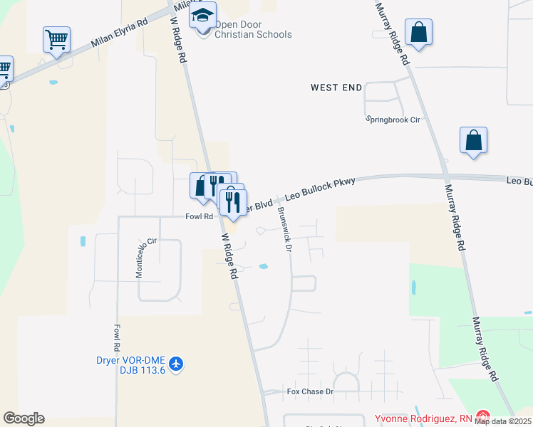 map of restaurants, bars, coffee shops, grocery stores, and more near 1866 Turner Boulevard in Elyria
