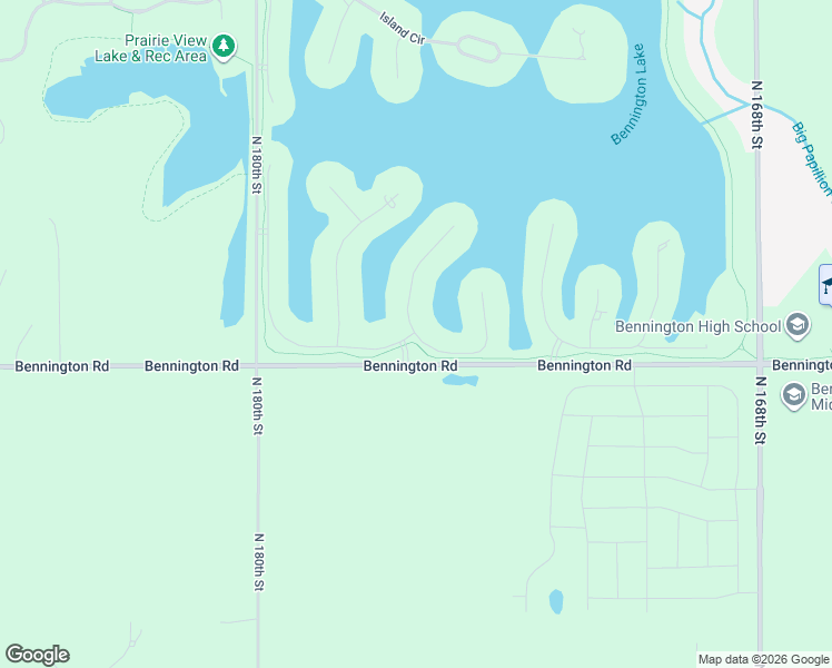 map of restaurants, bars, coffee shops, grocery stores, and more near 7423 North 175th Circle in Bennington