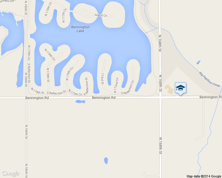 map of restaurants, bars, coffee shops, grocery stores, and more near 17220 South Reflection Circle in Bennington